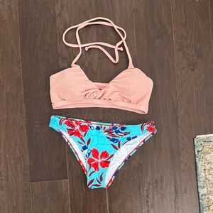 Cupshe Coral and Floral Bikini Set
